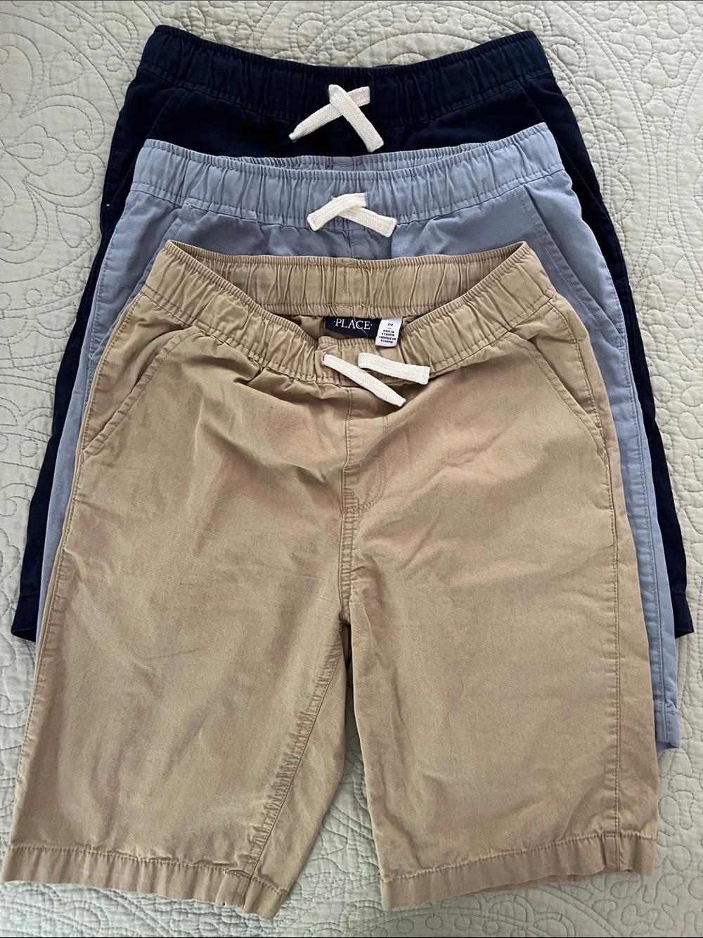 The Children's Place 3-Pack Pull-On Shorts - Tan, Light Blue, Navy